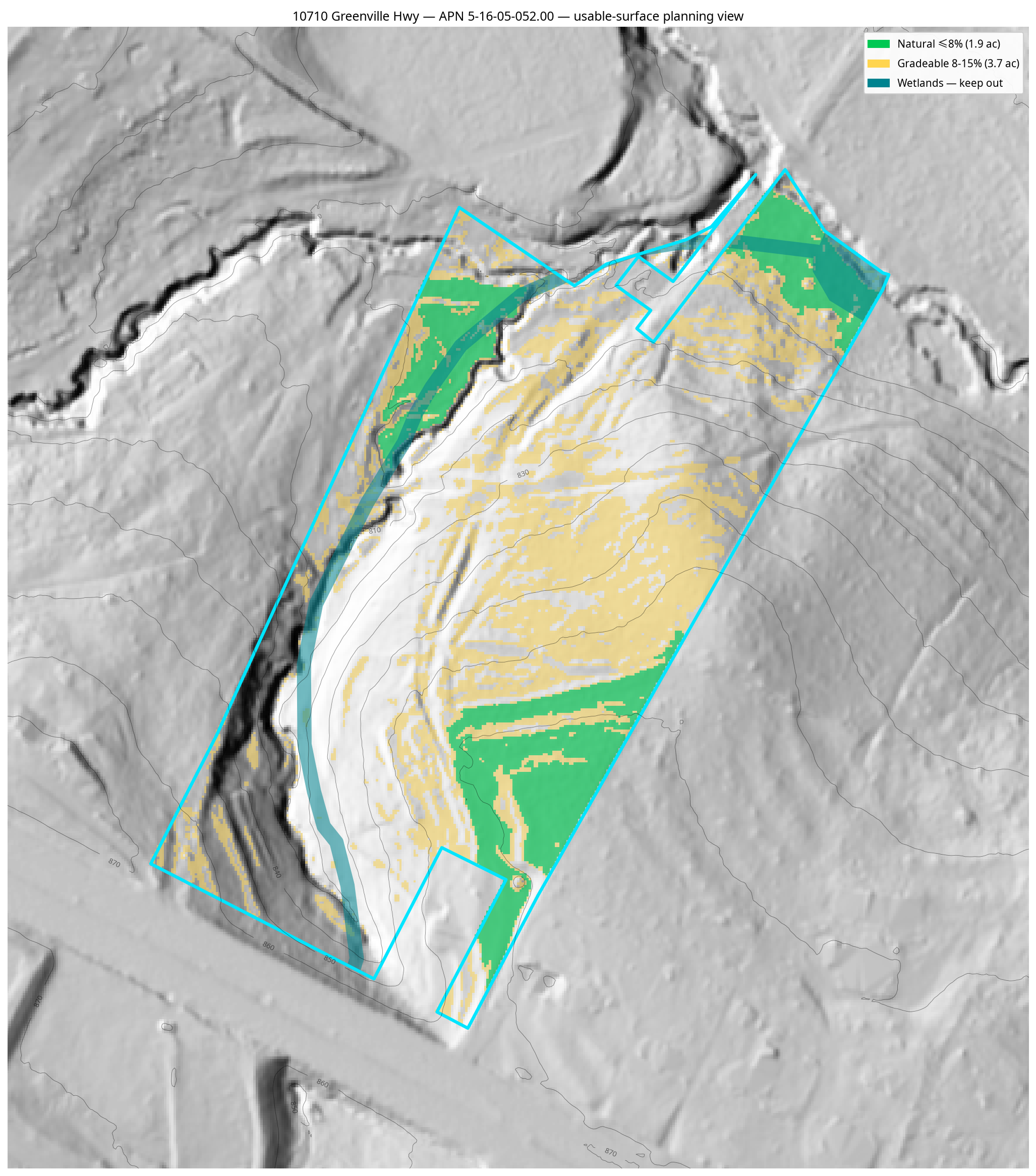Wellford usable-surface planning terrain view